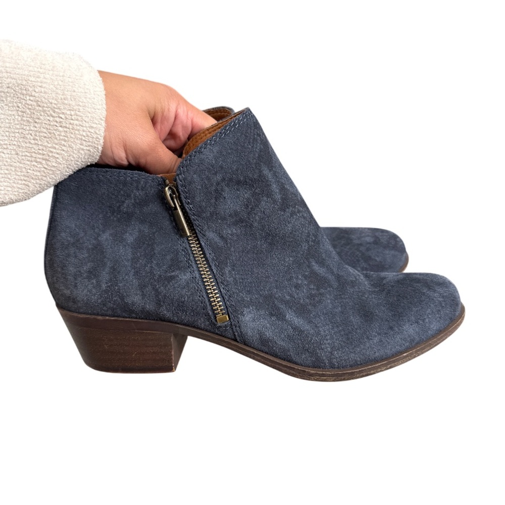 Lucky brand Basel blue snake print reptile booties‎